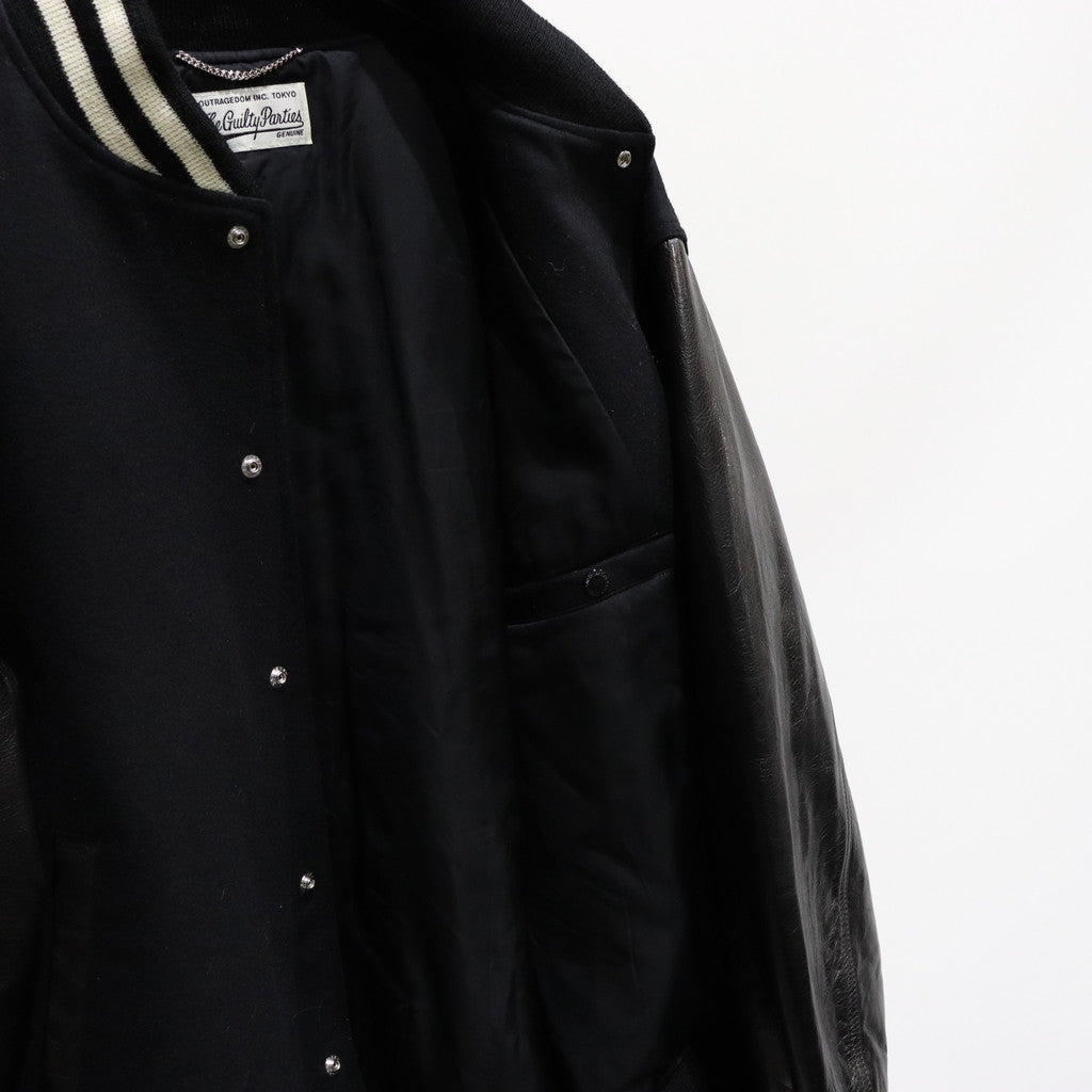 LEATHER VARSITY JACKET -B- -TYPE 2- #BLACK [23FW-WMO-BL07]