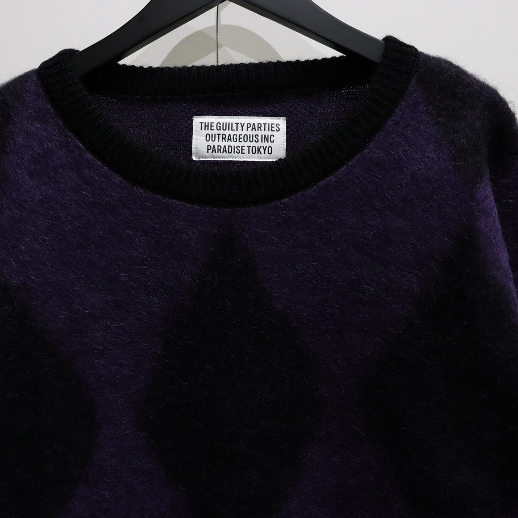 DIAMOND MOHAIR CREW NECK SWEATER #PURPLE [23FW-WMK-KN18] – cocorozashi