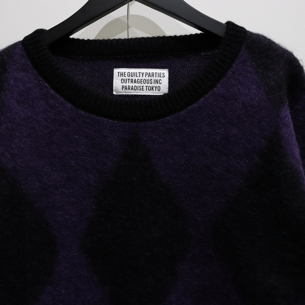 鑽石馬海毛圓領毛衣#紫色 [23FW-WMK-KN18]