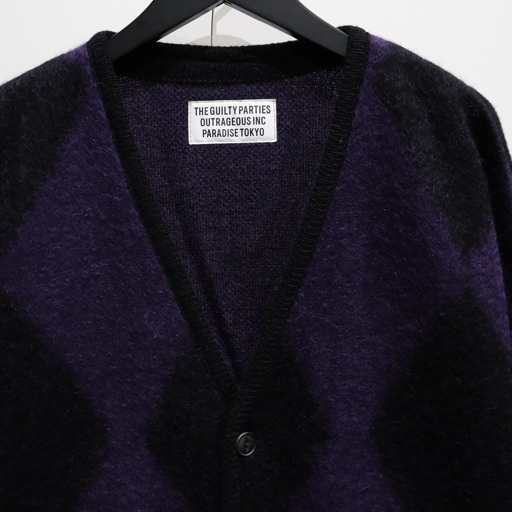 DIAMOND MOHAIR CARDIGAN #PURPLE [23FW-WMK-KN19]_WACKO MARIA