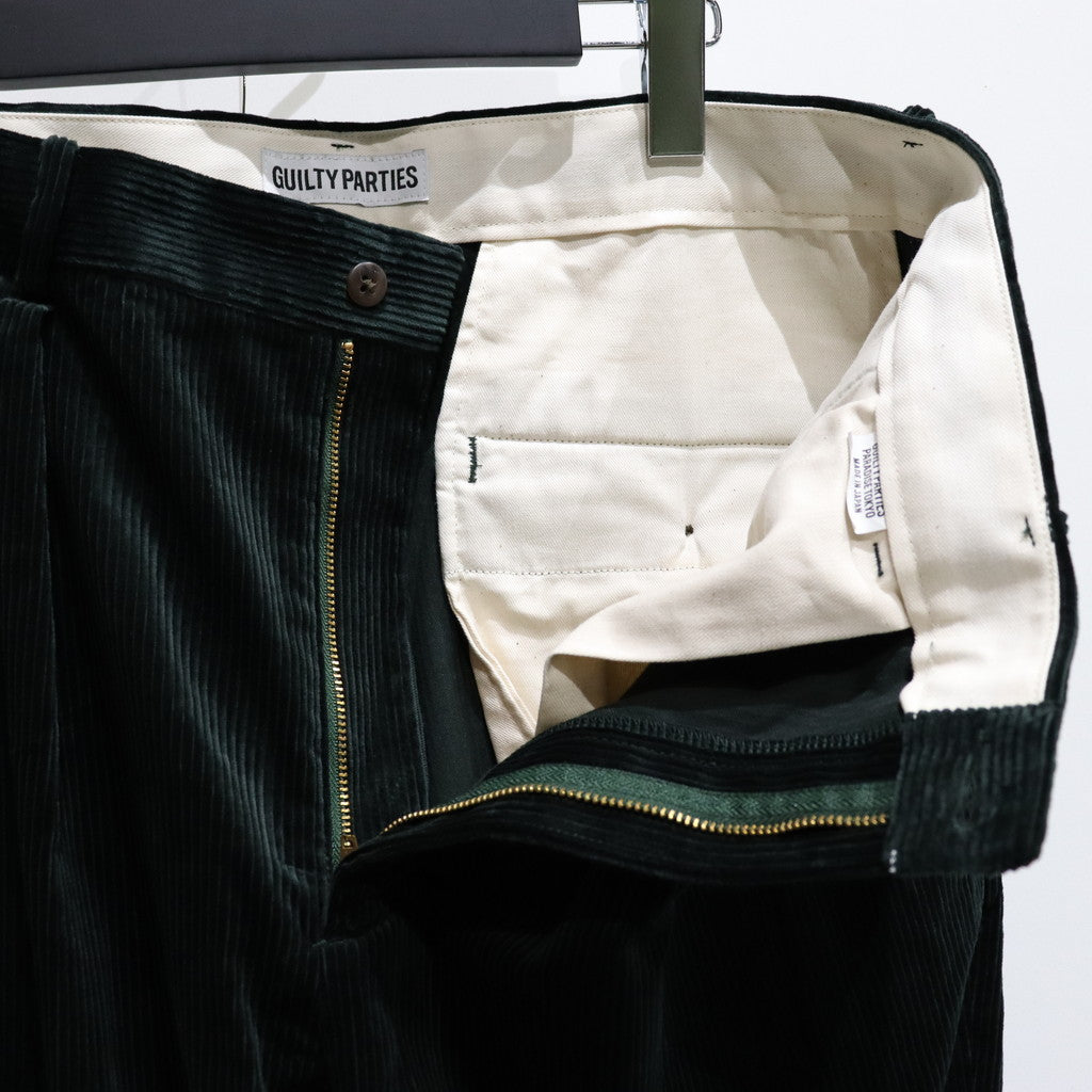 DOUBLE PLEATED CORDUROY TROUSERS #GREEN [23FW-WMP-PT02]