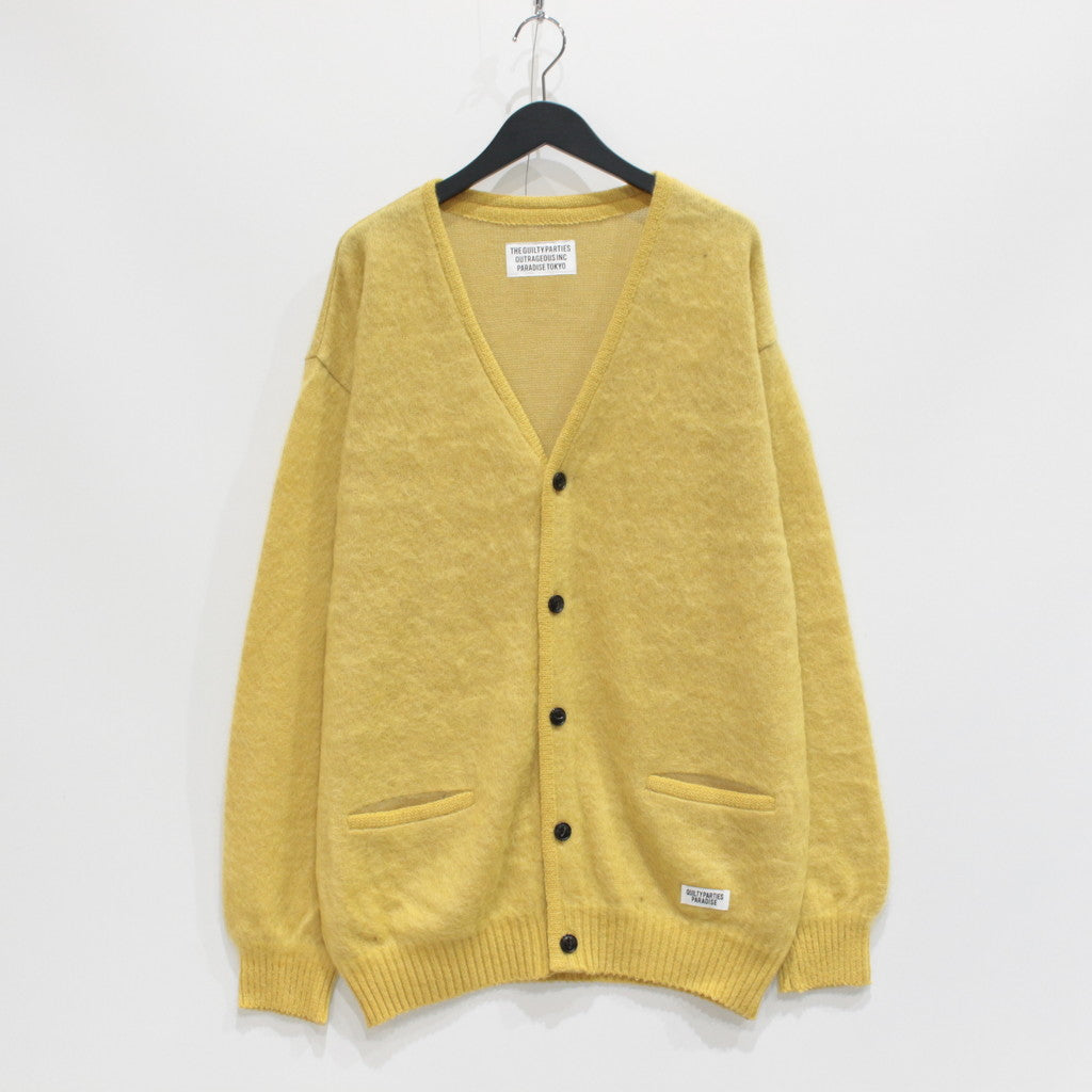 馬海毛開襟衫 - 型號 1- #黃色 [23FW-WMK-KN07]