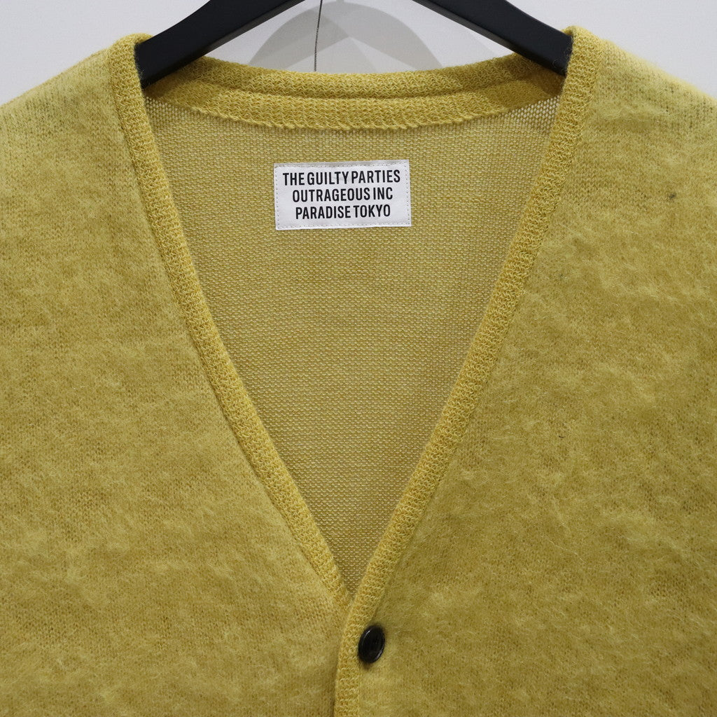 馬海毛開襟衫 - 型號 1- #黃色 [23FW-WMK-KN07]