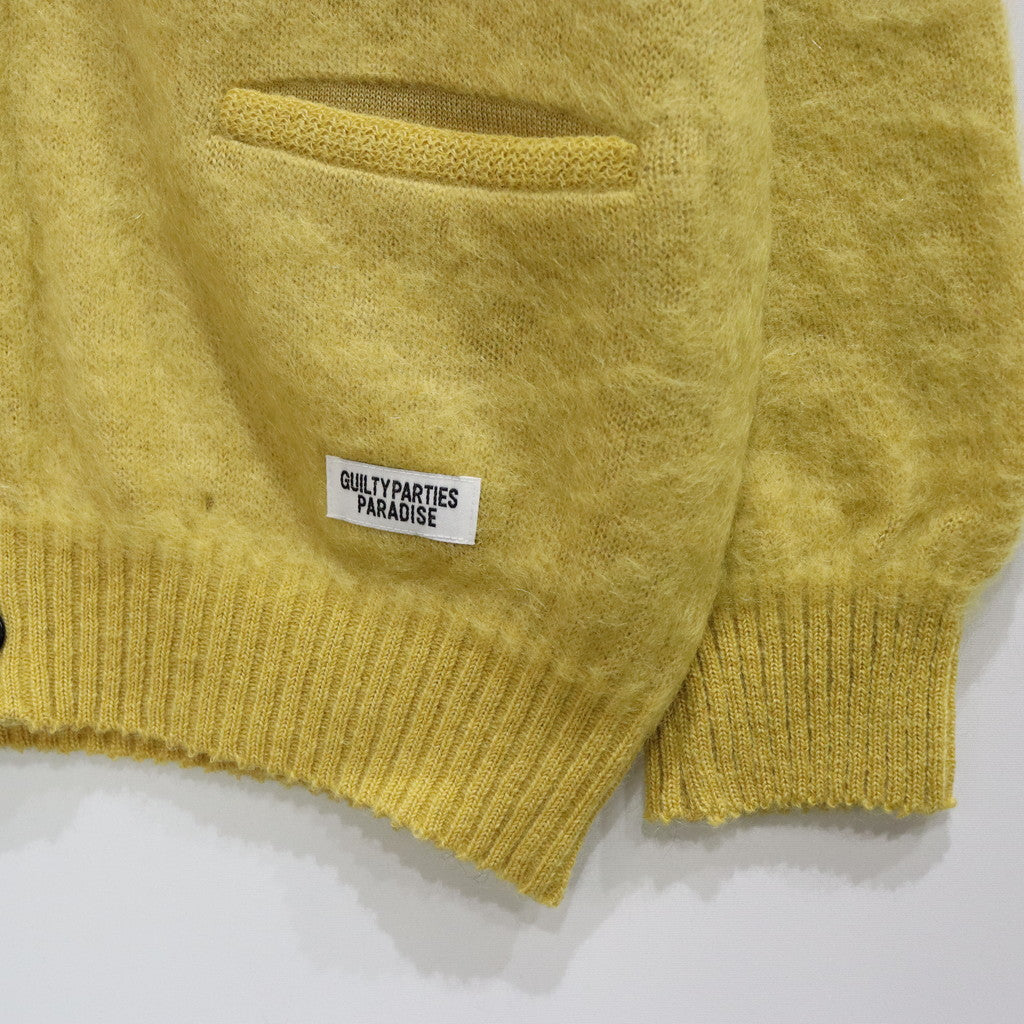 馬海毛開襟衫 - 型號 1- #黃色 [23FW-WMK-KN07]