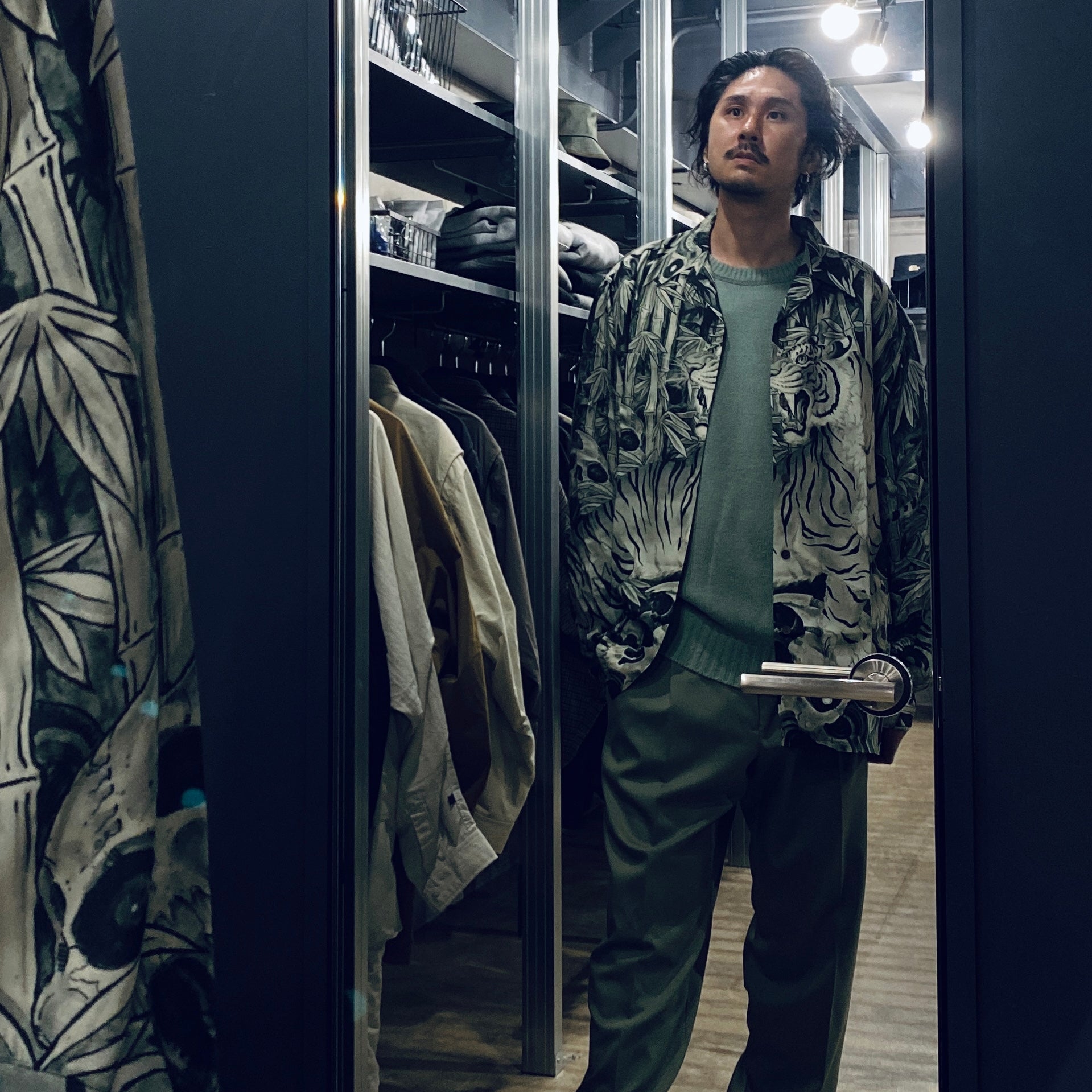 TIM LEHI | HAWAIIAN SHIRT L/S -TYPE 1- #OLIVE [23FW-WMS-HI01]