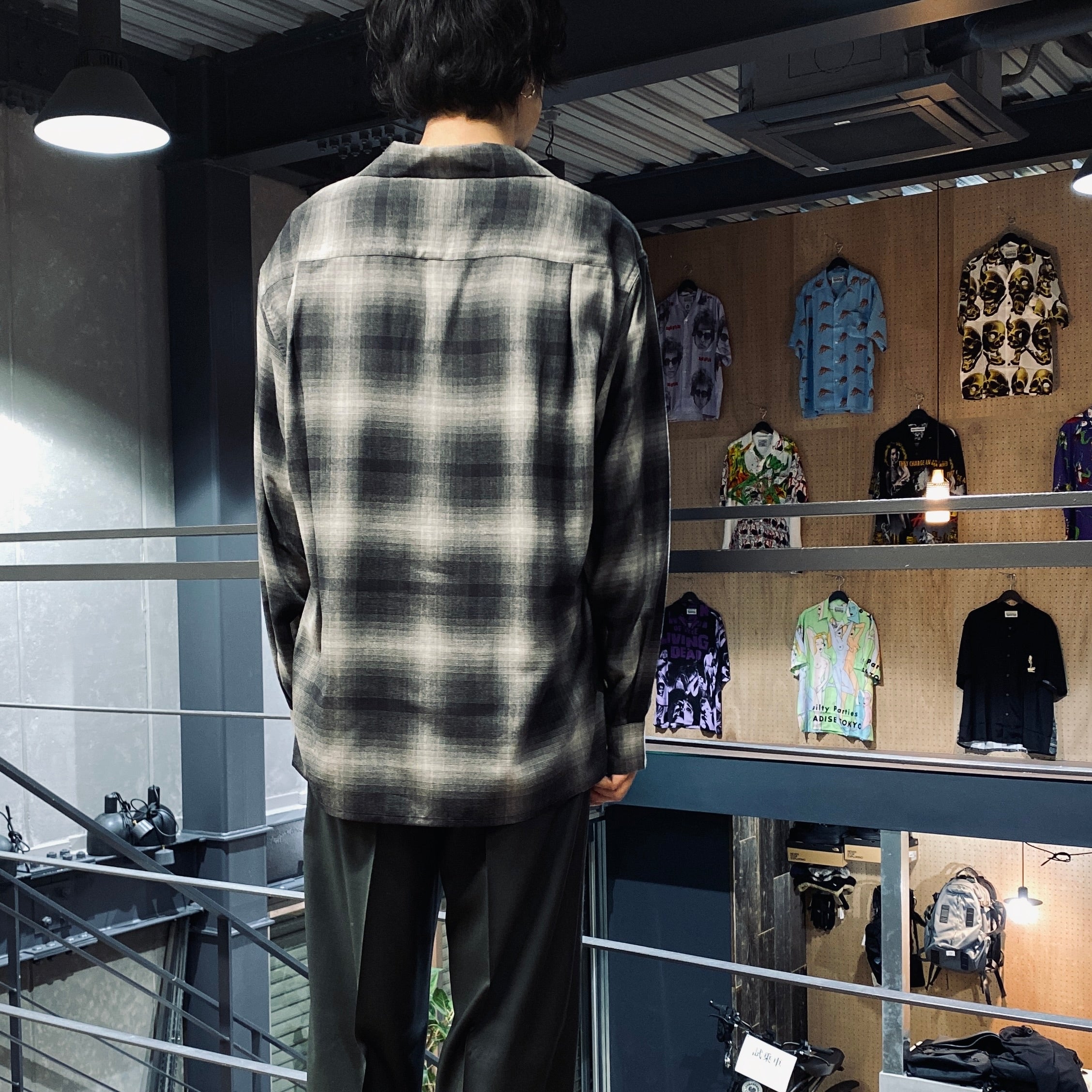 漸層色格紋開領襯衫 L/S -TYPE 3- #GRAY [23FW-WMS-OC03]