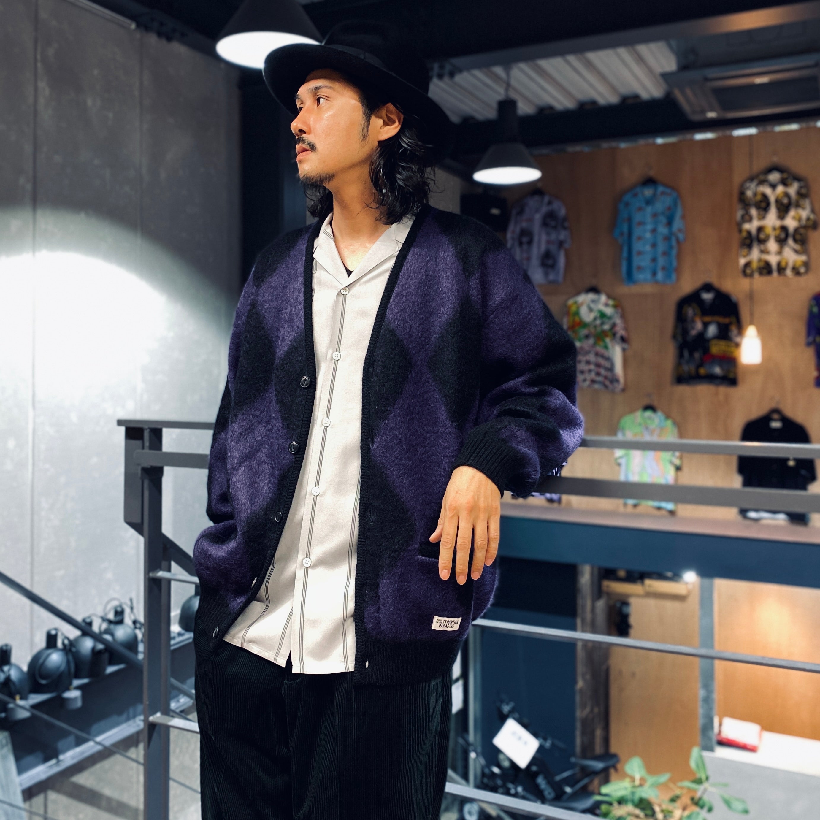 DIAMOND MOHAIR CARDIGAN #PURPLE [23FW-WMK-KN19] - cocorozashi 三重
