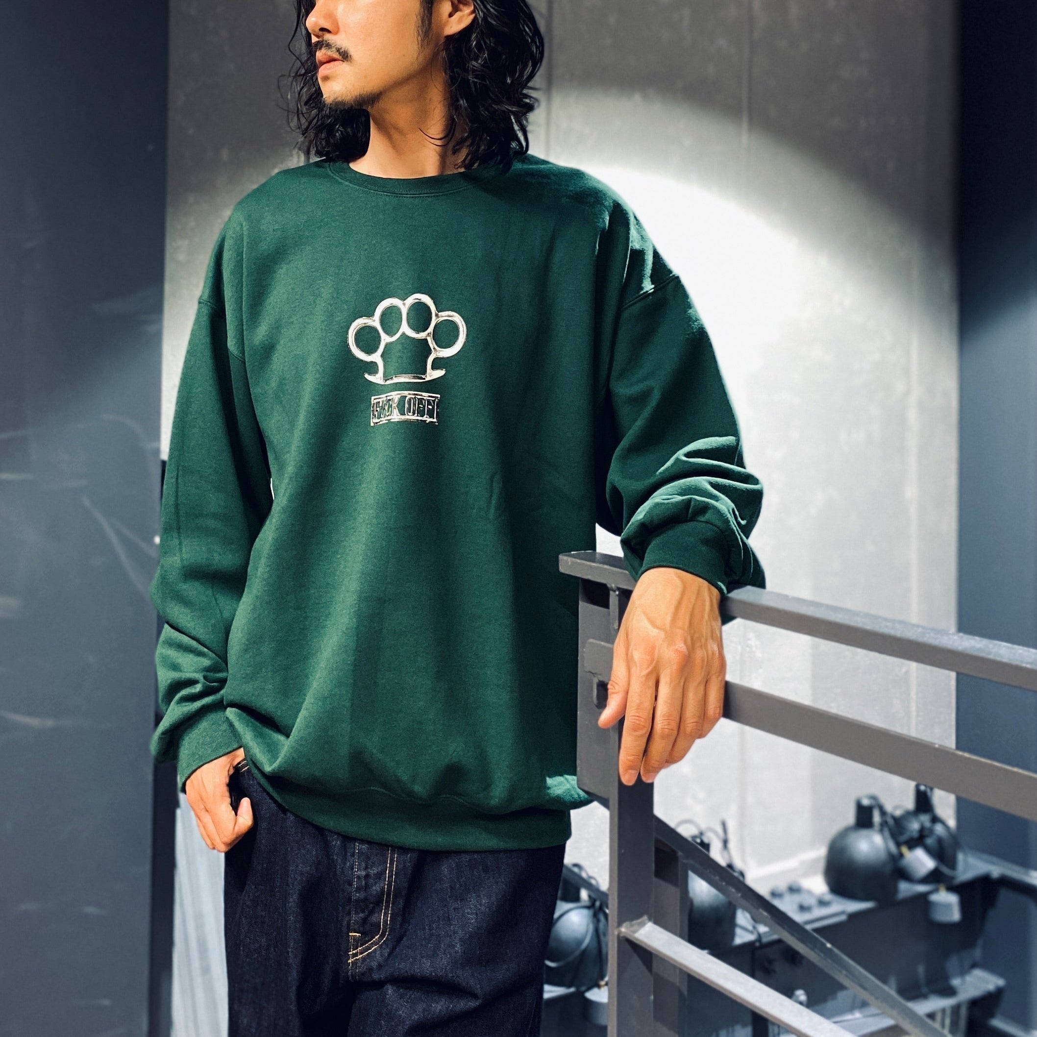 JOHNNY | CREW NECK SWEAT SHIRT #GREEN [JOHNNY-WM-SS01]