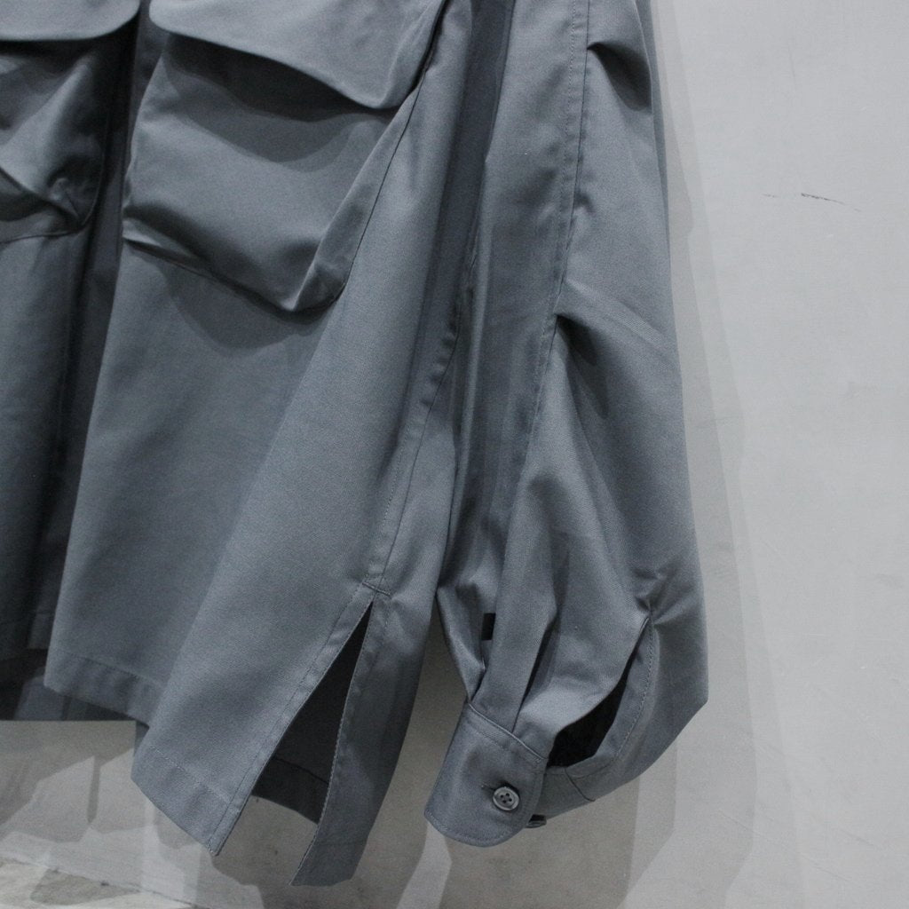 TECH SPORTS OPEN COLLAR SHIRT L/S #CHARCOAL [BE-82025]