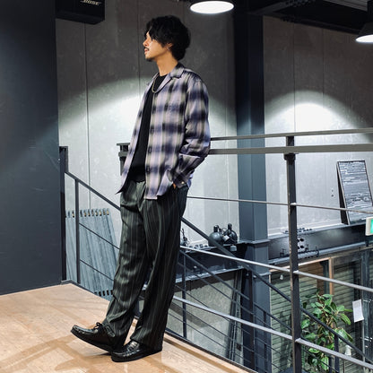 OMBRE CHECK OPEN COLLAR SHIRT L/S -TYPE 4- #PURPLE [23FW-WMS-OC04]