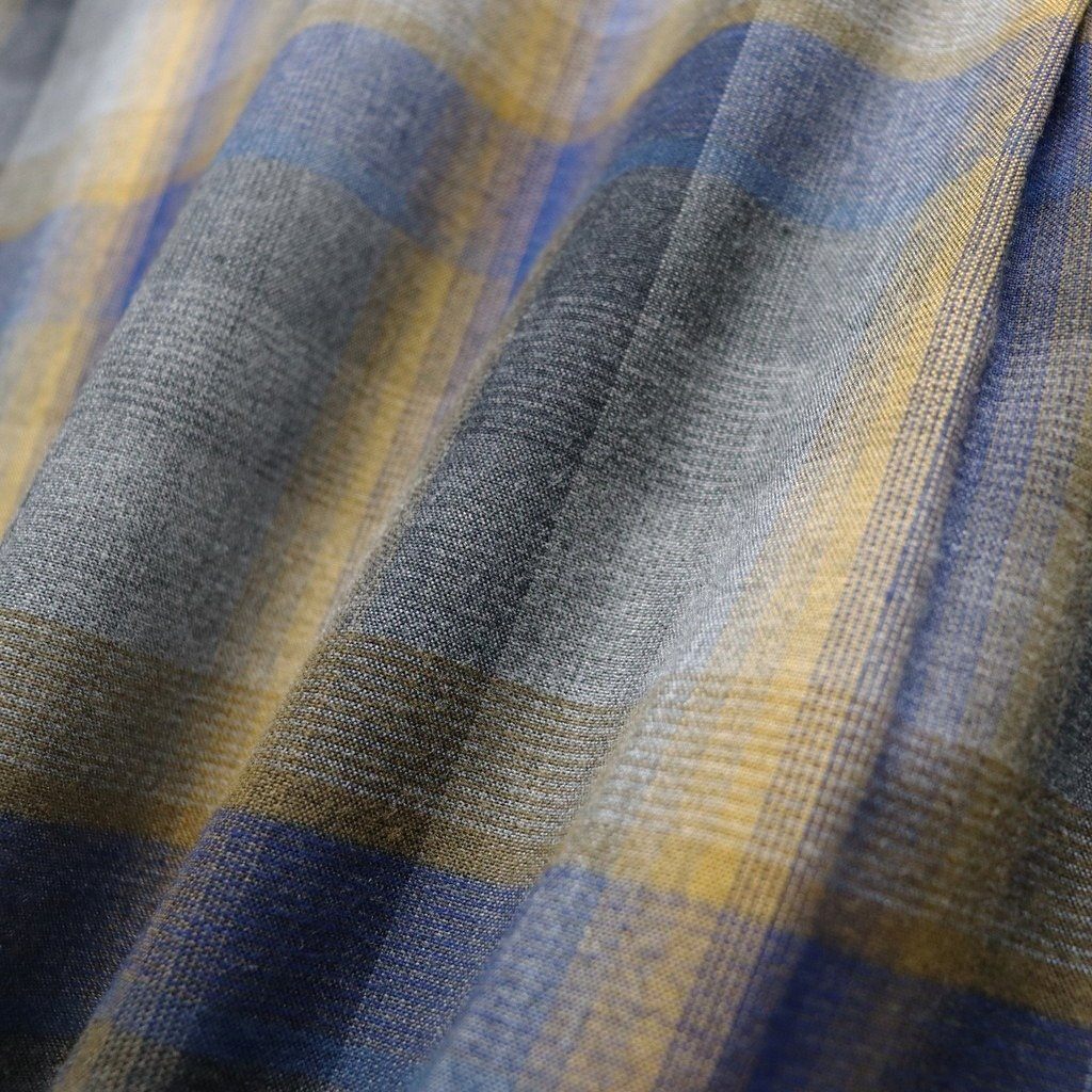 OMBRE CHECK OPEN COLLAR SHIRT S/S ( TYPE-1 ) #BLUE [26SS-WMS-OC09]