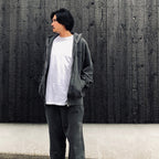 WASHED MIDDLE WEIGHT FULL ZIP HOODED SWEAT SHIRT #GRAY [26FWE-WMC-SS01]