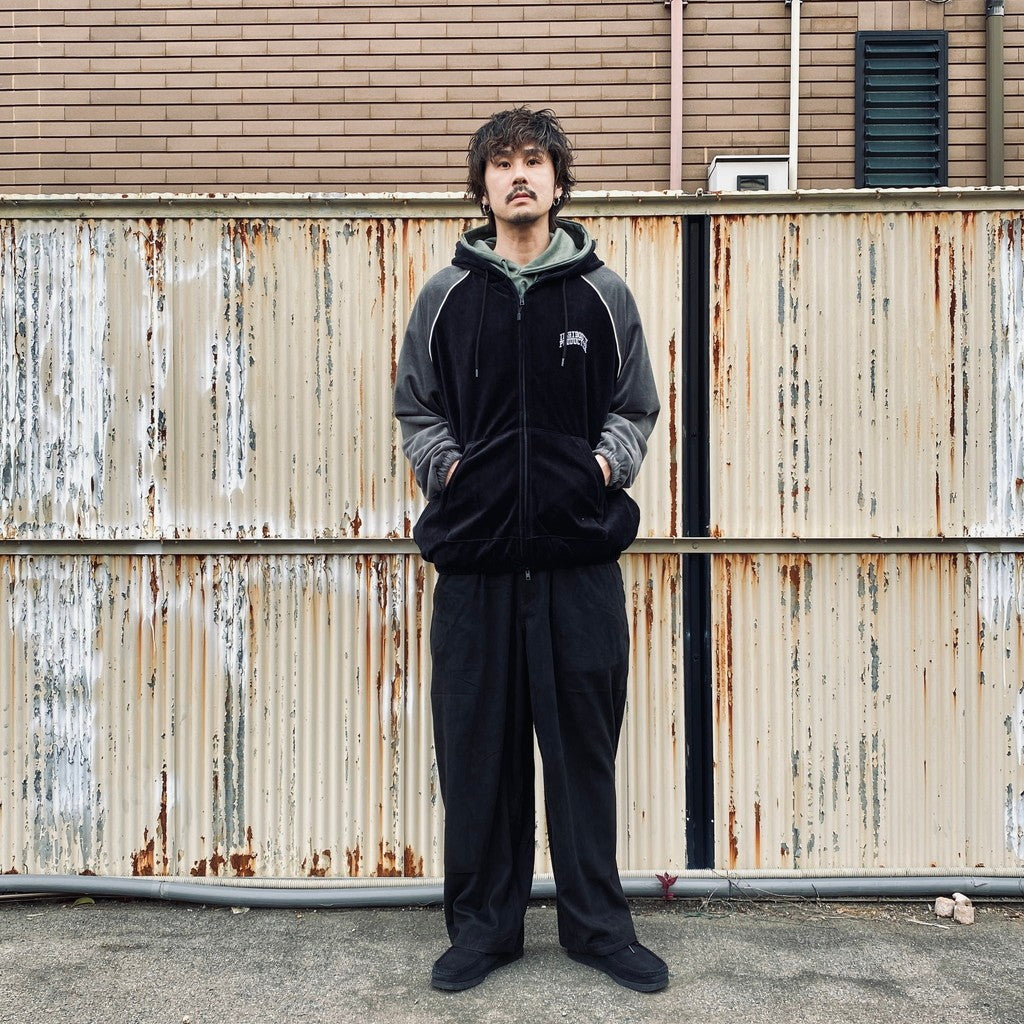 VELOUR PIPING HOODED JKT #Black [FW25-JK10] - cocorozashi 三重県