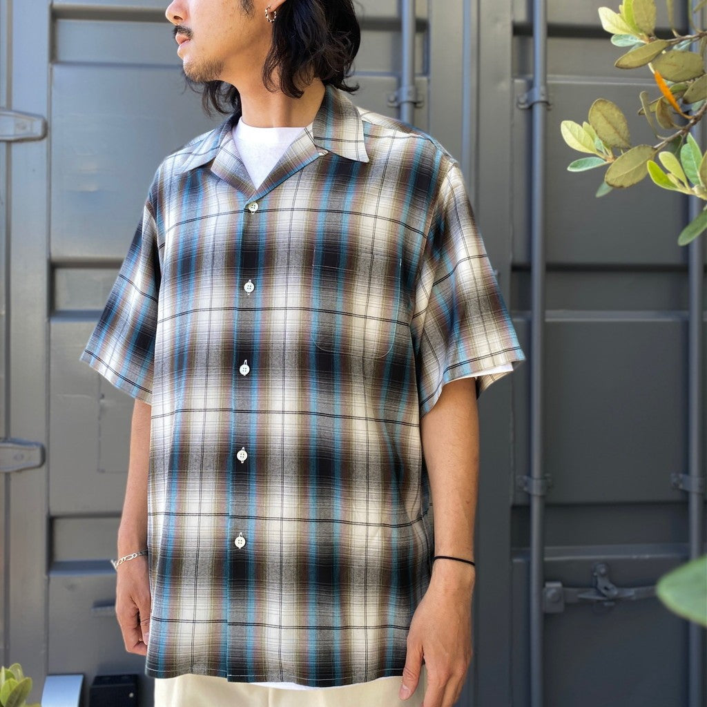 OMBRE CHECK OPEN COLLAR SHIRT S/S -TYPE 2- #WHITE [24SS-WMS-OC11]