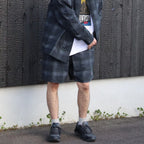 TASLAN NYLON CHECK EASY SHORTS #BLACK [CCC-261P004]