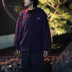 MIX KNIT CATDIGAN WITH BADGE #BLUE×BLACK×RED [CCC-263KN002]