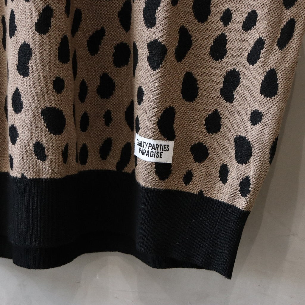 LEOPARD KNIT POLO SHIRT #BROWN [24SS-WMK-KN10]