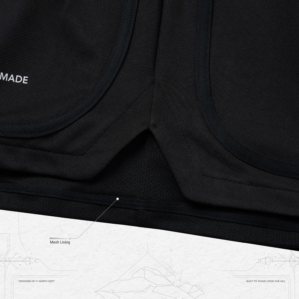 「Rve-S3」 Riverside Track Shorts #PURE BLACK [GOOPI-24SS-AUG-04]