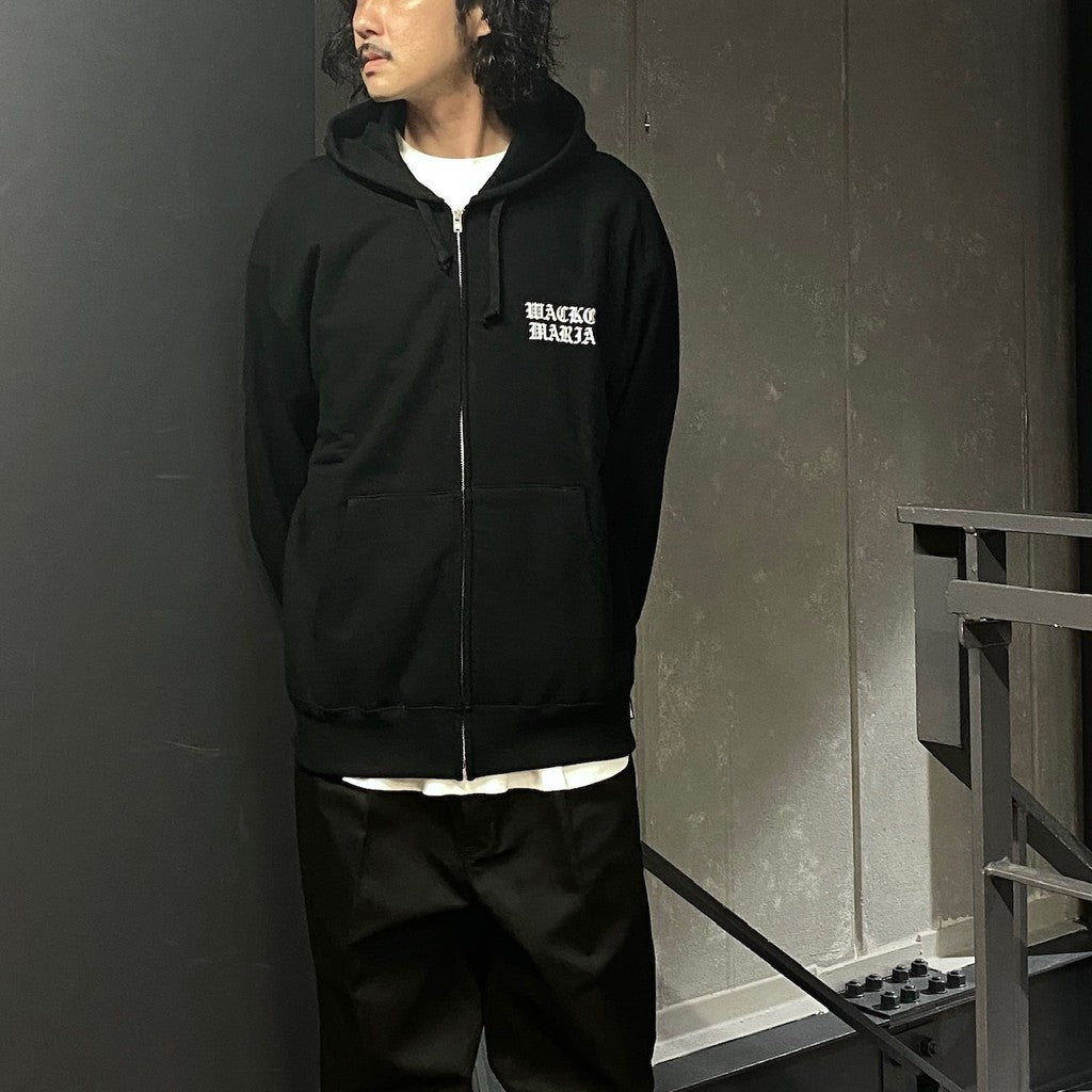 HEAVY WEIGHT FULL ZIP HOODED SWEAT SHIRT ( TYPE-2 ) #BLACK [24FW-WMC-SS02]
