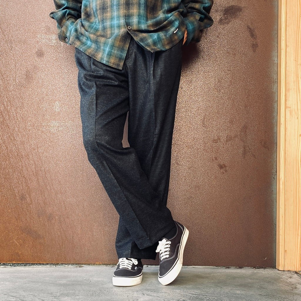 DOUBLE PLEATED WOOL TROUSERS ( TYPE-1 ) #CHARCOAL [26FW-WMP-PT03]