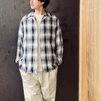 OMBRE CHECK OPEN COLLAR SHIRT L/S ( TYPE-2 ) #PINK [26FWE-WMS-OC02]