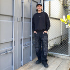 Embroidered Logo Switching Cotton Sweatshirt #BLACK [CCC-241C001]