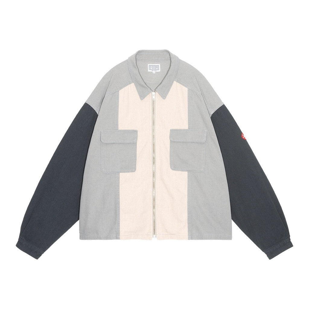 STRIPE CUT SHORT SHIRT JACKET #GREY [CES29JK21]