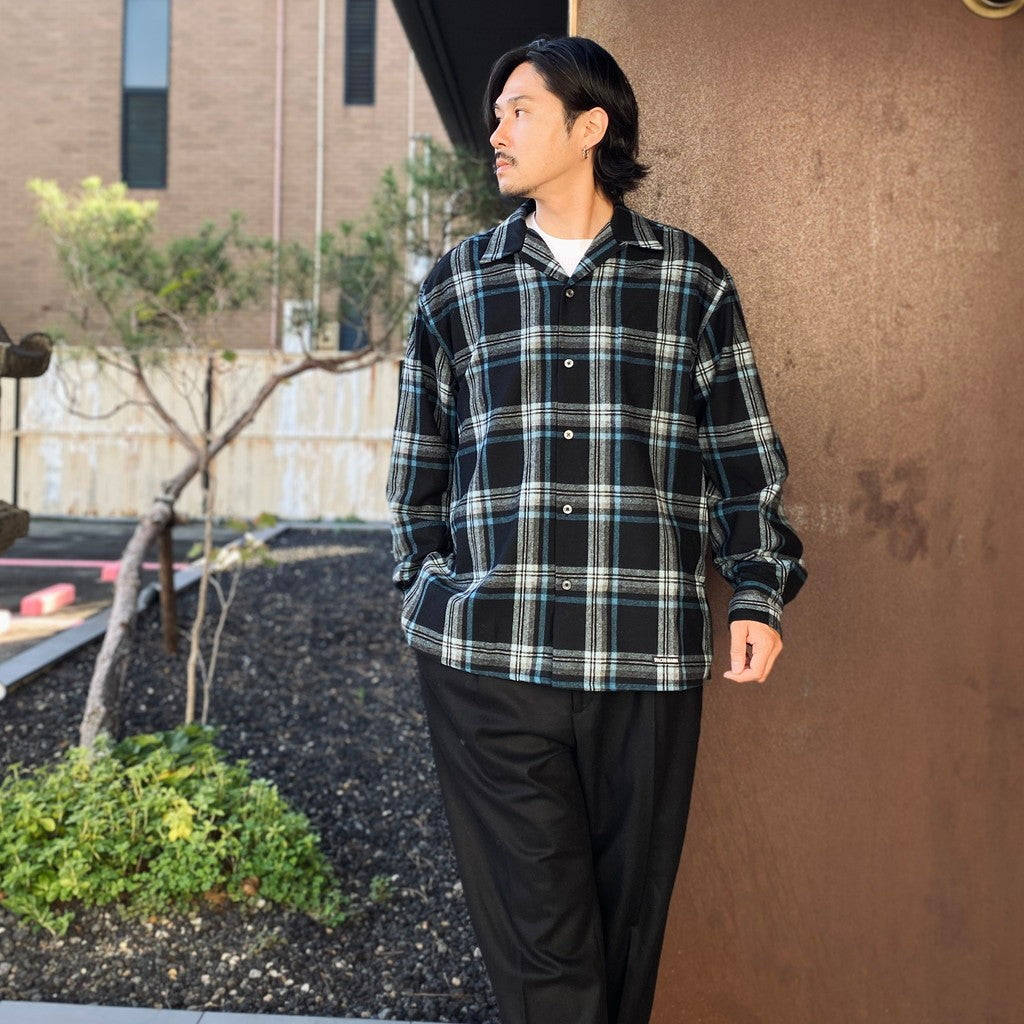 PENDLETON | WOOL OMBRE CHECK OPEN COLLAR SHIRT L/S ( TYPE-3 ) #BLUE / WHITE [26FW-WMS-PE03]