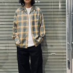 OMBRE CHECK OPEN COLLAR SHIRT L/S ( TYPE-2 ) #BROWN [24FW-WMS-OC02]