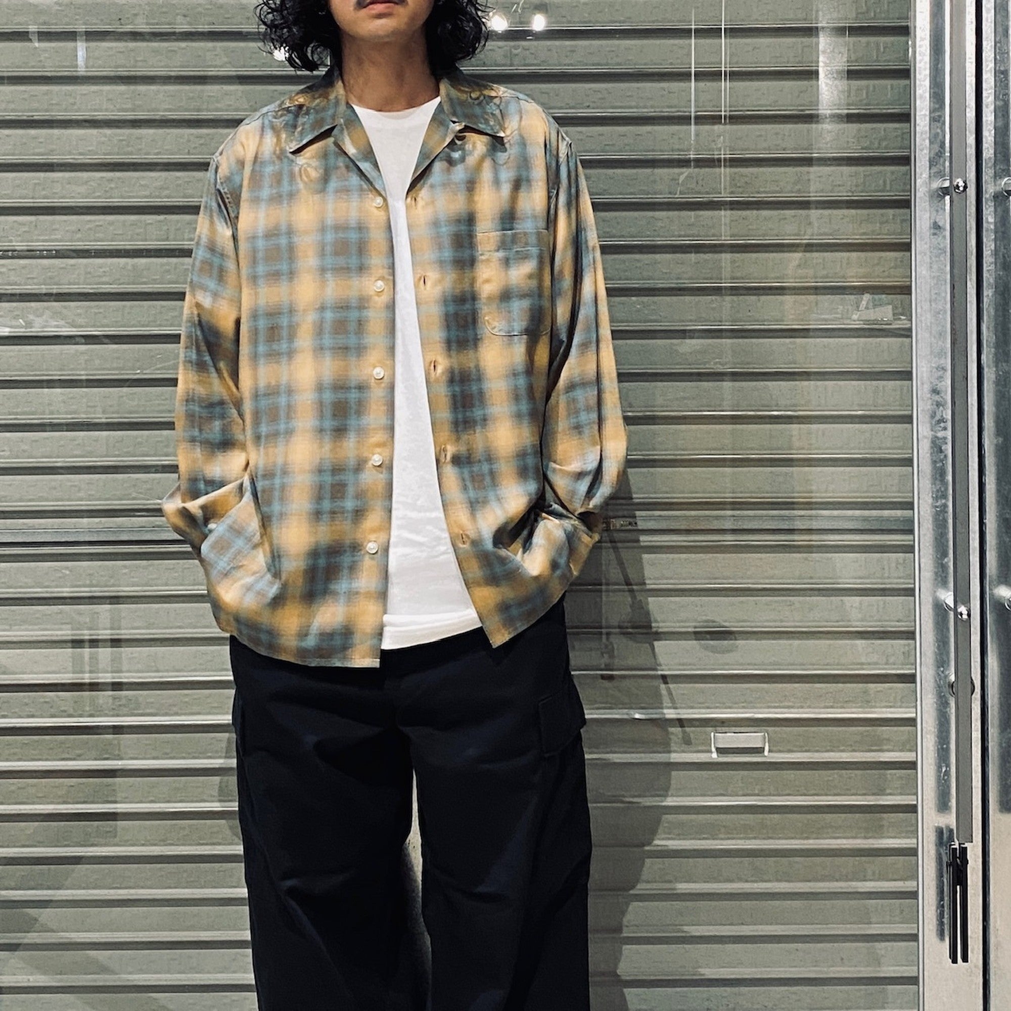 OMBRE CHECK OPEN COLLAR SHIRT L/S ( TYPE-2 ) #BROWN [24FW-WMS-OC02]