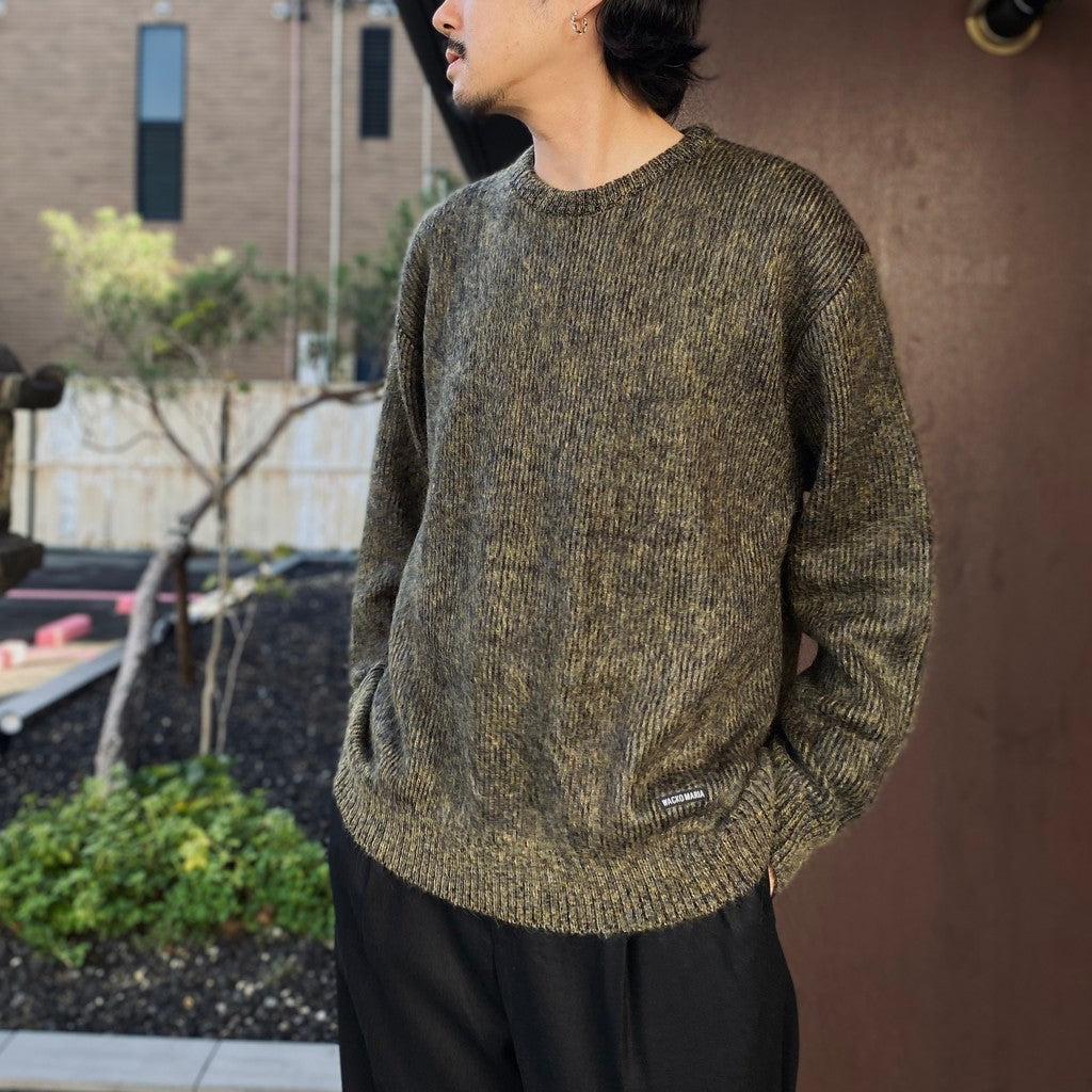 MIX MOHAIR CREW NECK SWEATER #KHAKI [26FW-WMK-KN03]