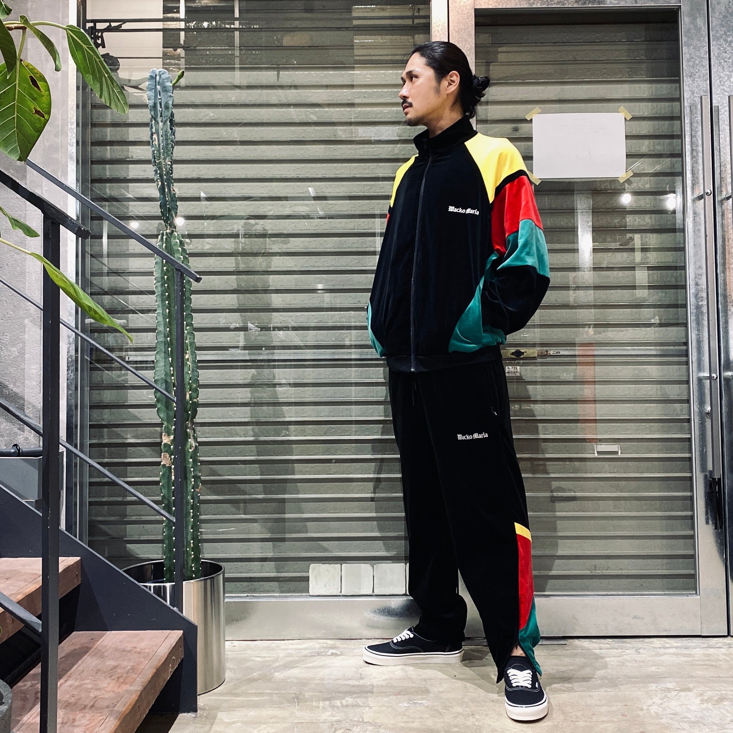 平絨運動褲#黑/綠 [23FW-WMO-TP06]