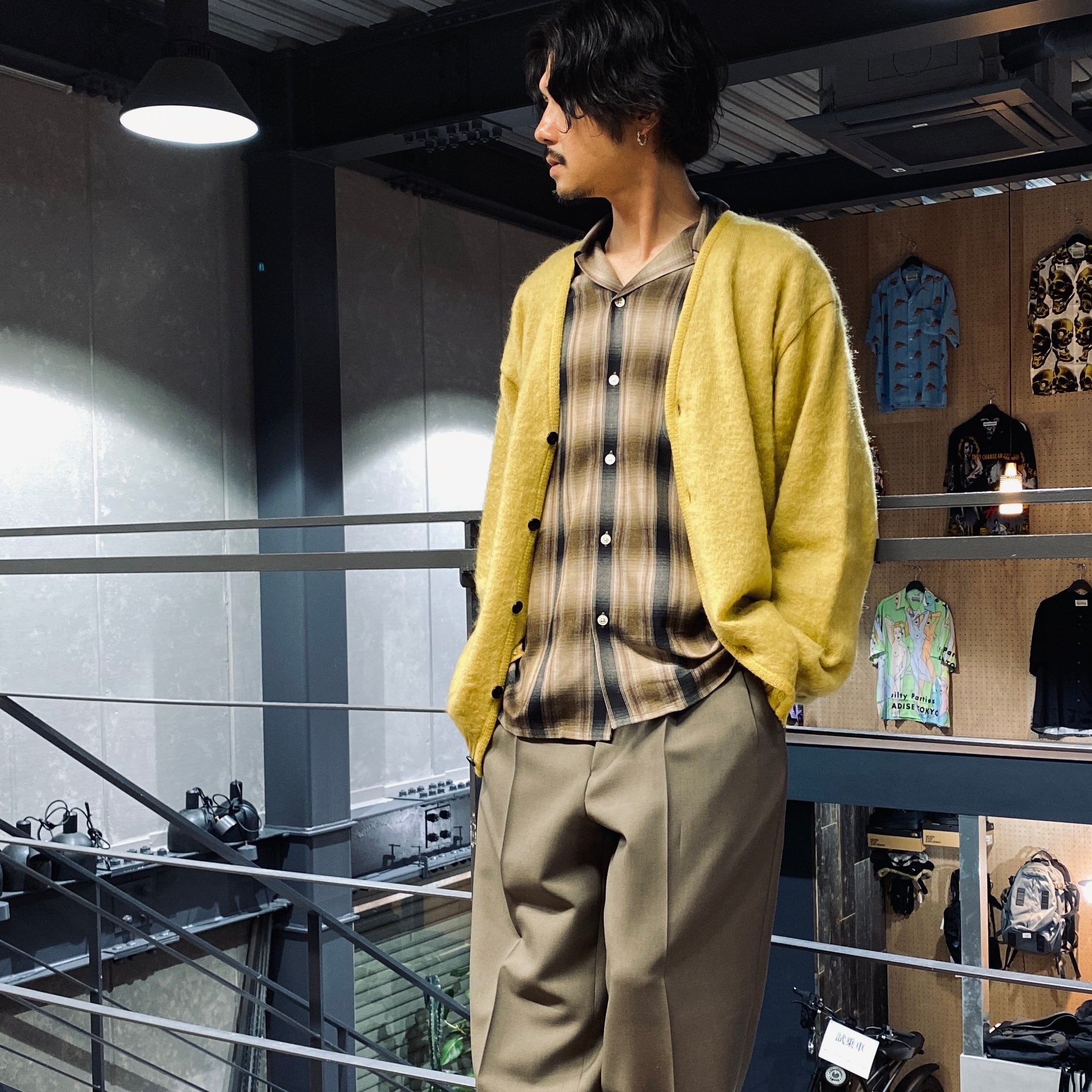 OMBRE CHECK OPEN COLLAR SHIRT L/S -TYPE 4- #BROWN [23FW-WMS-OC04]