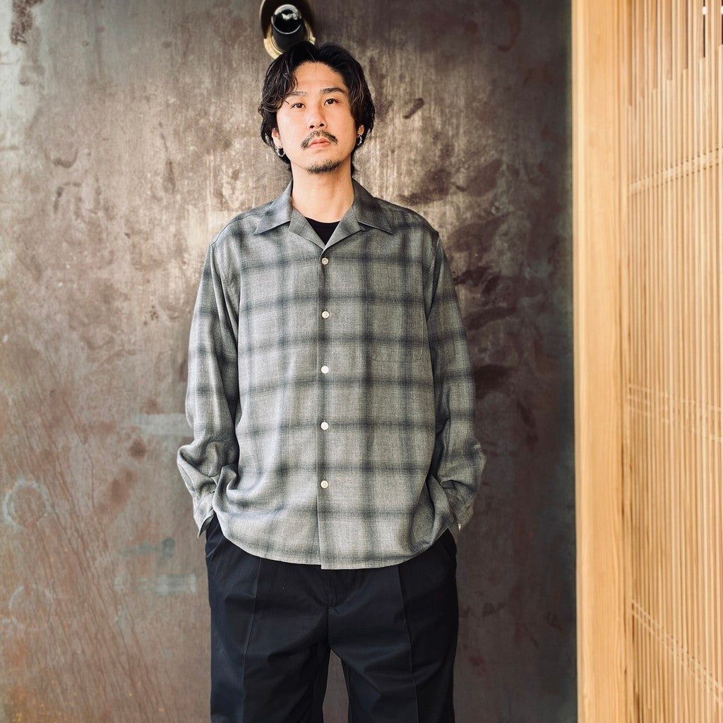 OMBRE CHECK OPEN COLLAR SHIRT L/S #GRAY [26SSE-WMS-OC03]