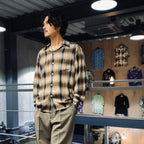 OMBRE CHECK OPEN COLLAR SHIRT L/S -TYPE 4- #BROWN [23FW-WMS-OC04]
