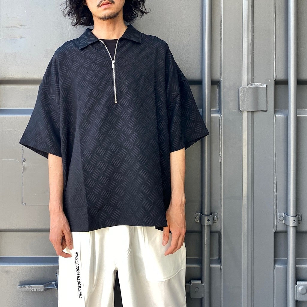 CHECKER PLATE HALF ZIP SHIRT #BLACK [SS24-S03]