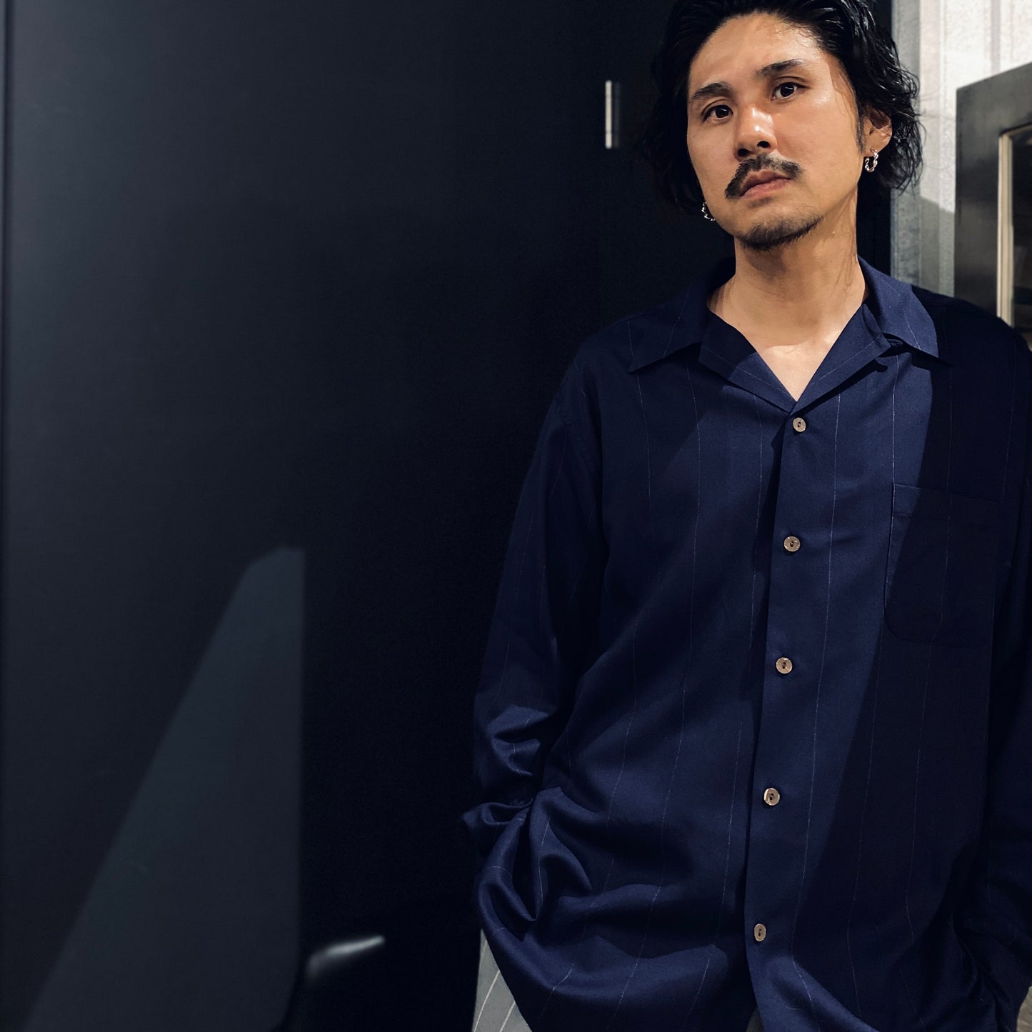 KASURI OPEN COLLAR SHIRT L/S #NAVY [23FW-WMS-OC07]