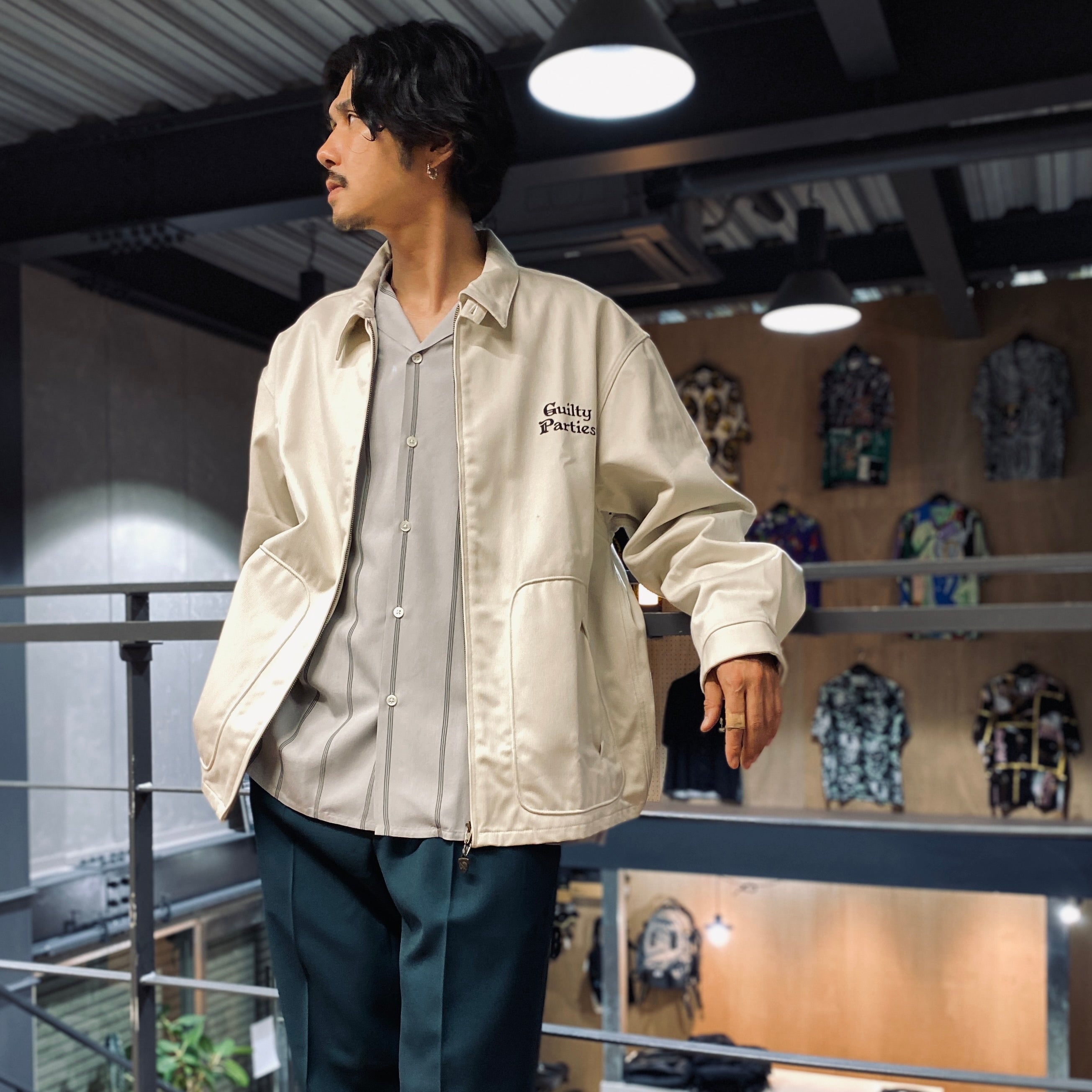 STRIPED OPEN COLLAR SHIRT L/S -TYPE 2- #GRAY [23FW-WMS-OC06]