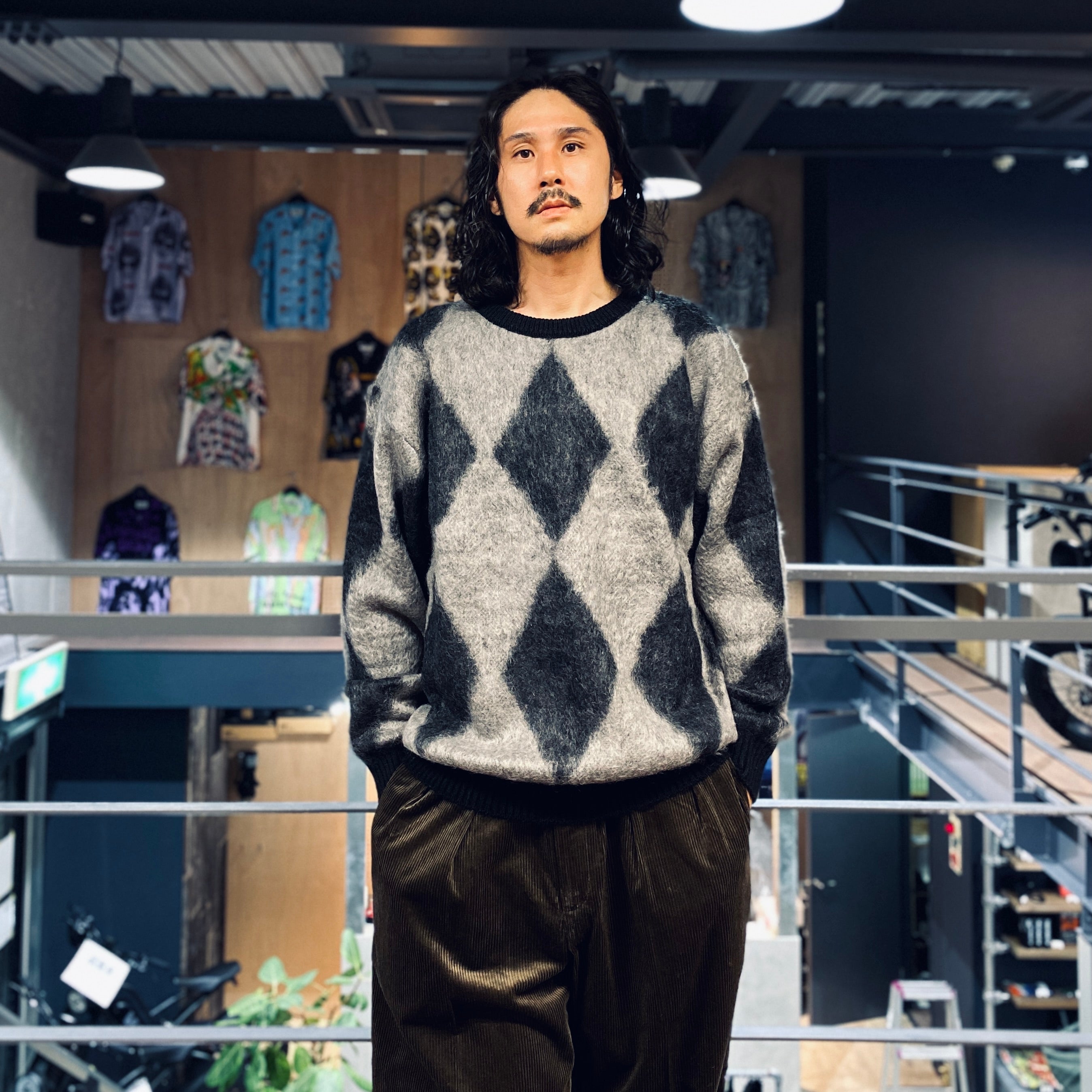 DIAMOND MOHAIR CREW NECK SWEATER #GRAY [23FW-WMK-KN18] – cocorozashi