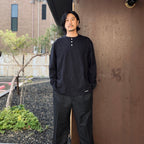 HEALTHKNIT | HENRY NECK LONG SLEEVE T-SHIRT #BLACK [26FW-WMT-HK01]