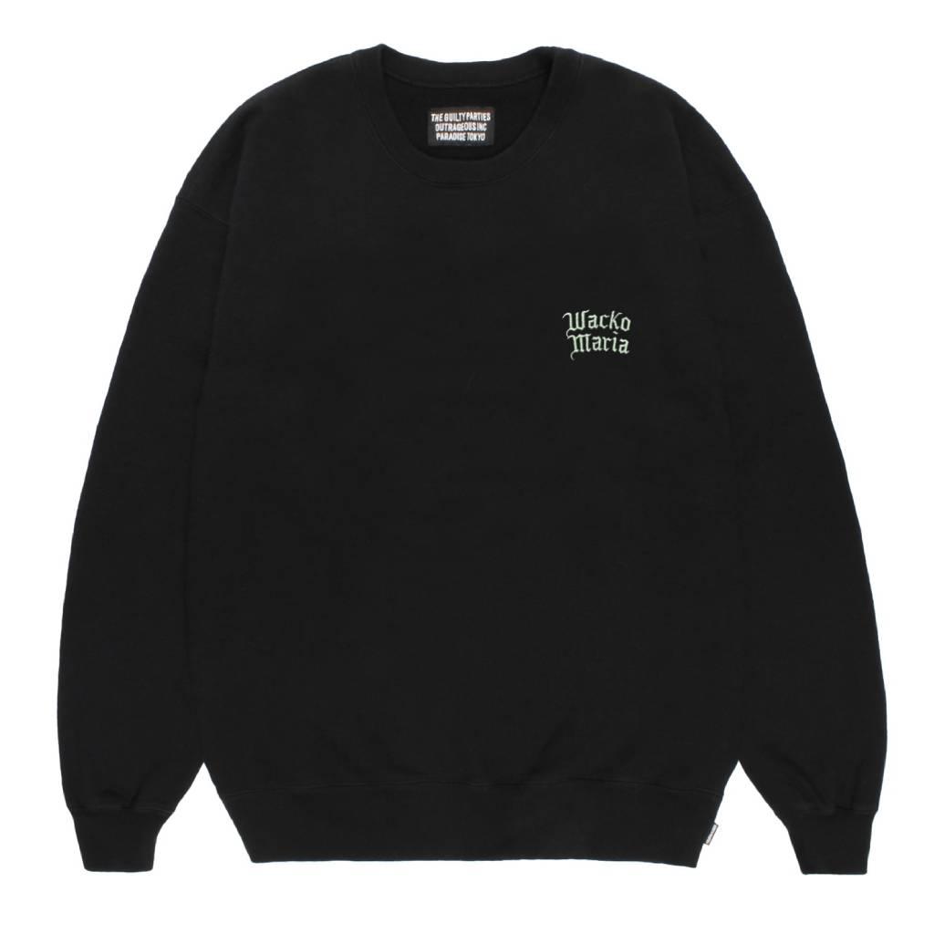 WASHED MIDDLE WEIGHT CREW NECK SWEAT SHIRT ( TYPE-3 ) #BLACK/GREEN [26FWE-WMC-SS05]