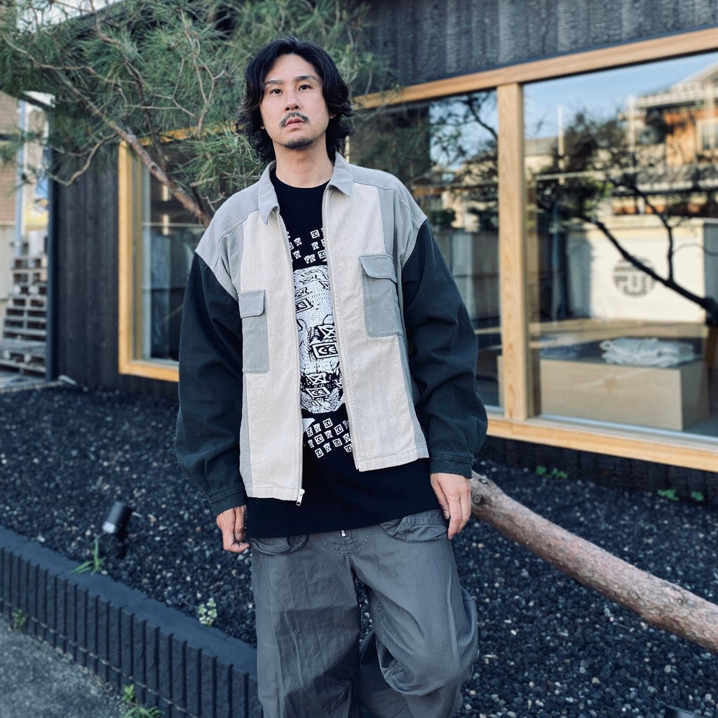 STRIPE CUT SHORT SHIRT JACKET #GREY [CES29JK21]