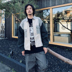 STRIPE CUT SHORT SHIRT JACKET #GREY [CES29JK21]