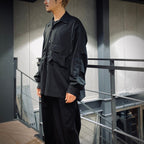 TECH SPORTS OPEN COLLAR SHIRT L/S #BLACK [BE-82025]