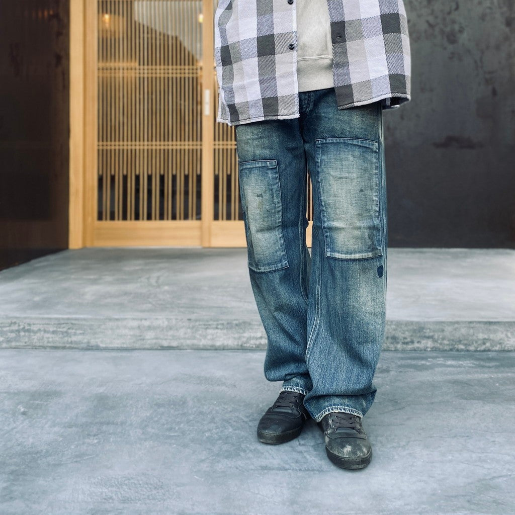 MINER'S REPAIRED DENIM WORK PANTS #AGED INDIGO [BW252-MRDWP]