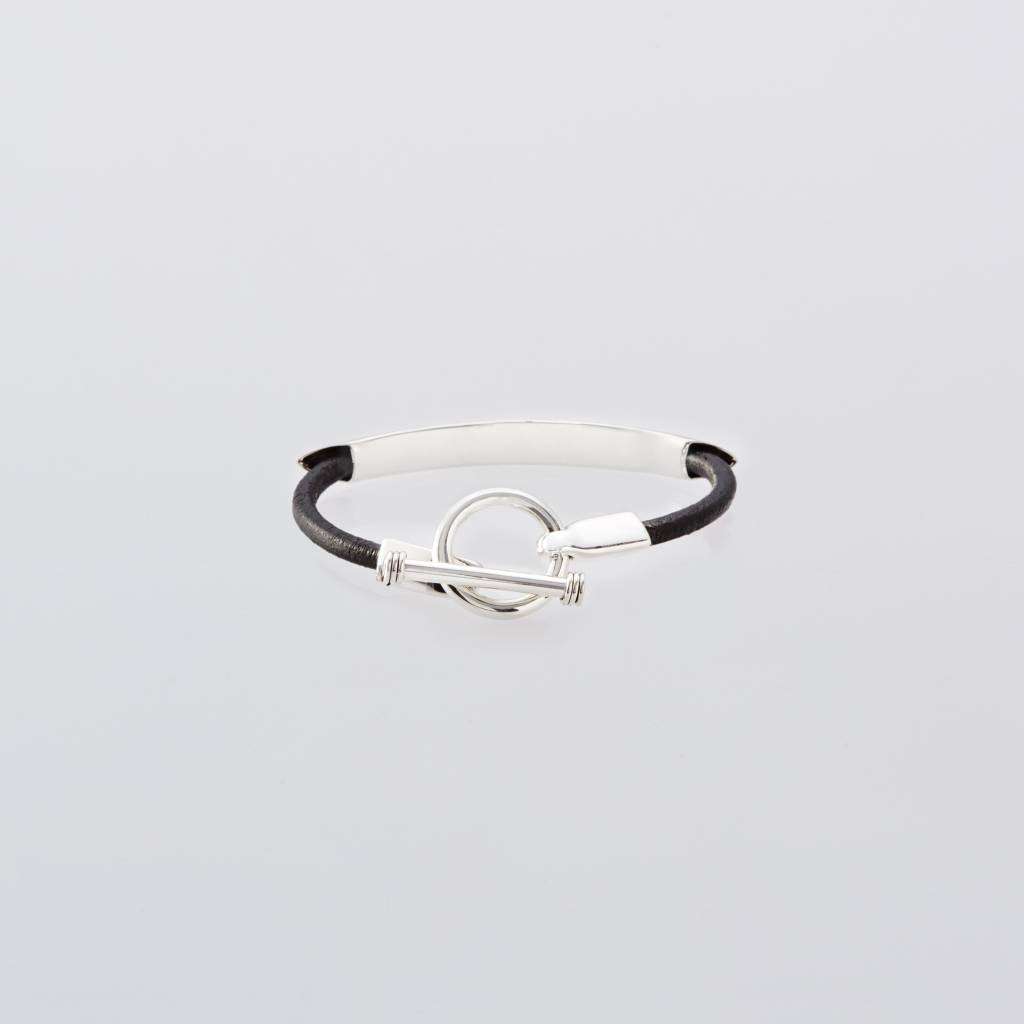 Triangle Leather Bracelet -Black- #BLACK/SILVER [XOLB003S-BLK]