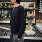 COTTON DIAGONAL FLEECE CREWNECK LENS SWEATSHIRT #BLACK 999 [20CMSS036A-110044G]
