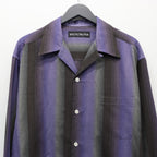 STRIPED OPEN COLLAR SHIRT L/S #PURPLE [25FW-WMS-OC07]