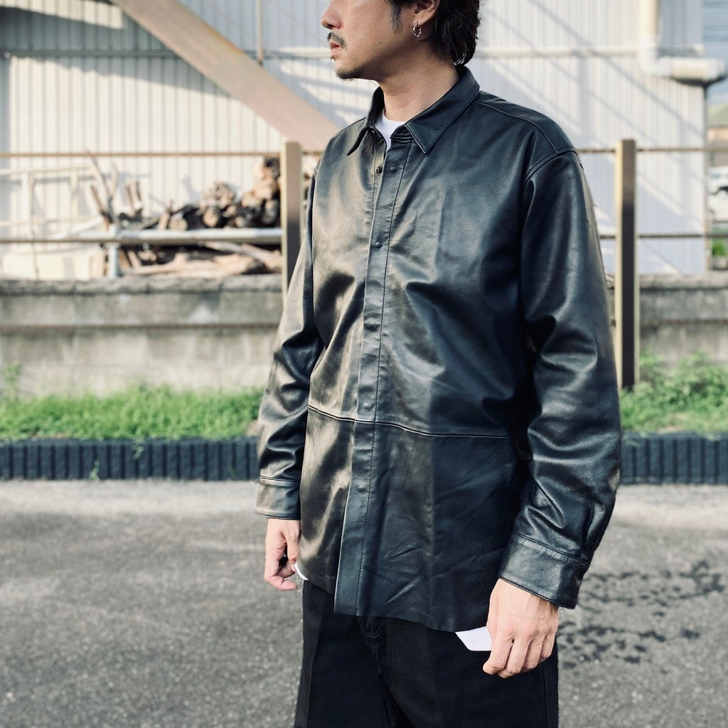 LEATHER SHIRT #GOAT SKIN SUEDE LEATHER [sn25f002]