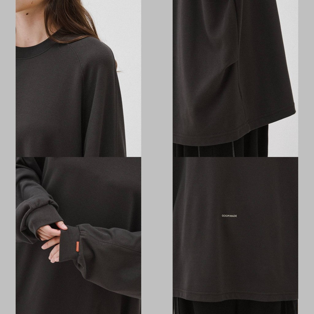"X_Model-03" 普通長袖T卹 #靛藍 [GOOPI-24AW-NOV-01]